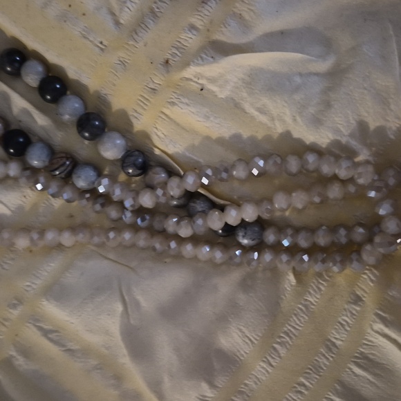 Vintage Picasso Jasper & natural faceted Agate Rondelle Beaded Long Necklace - Picture 15 of 16